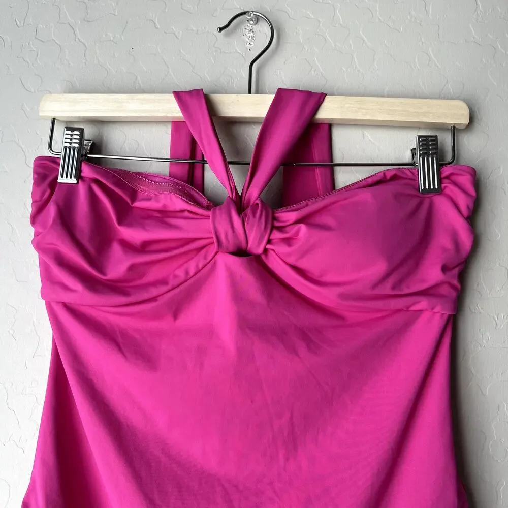 NEW Seafolly Collective Hot Pink Halter Bandeau One Piece‎ Swimsuit Size 10